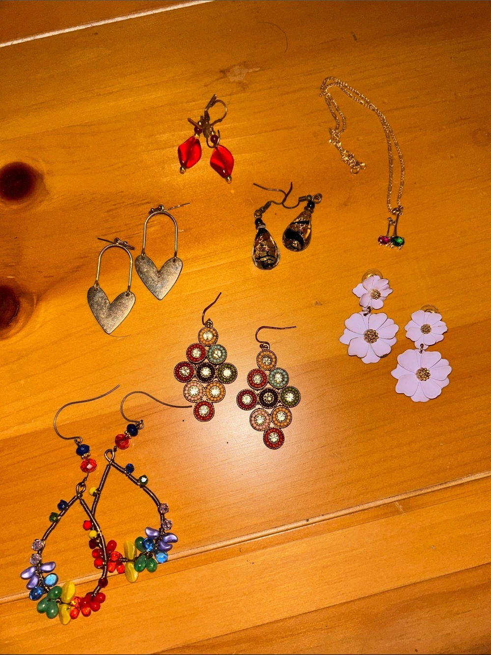 Earring assortment and one necklace